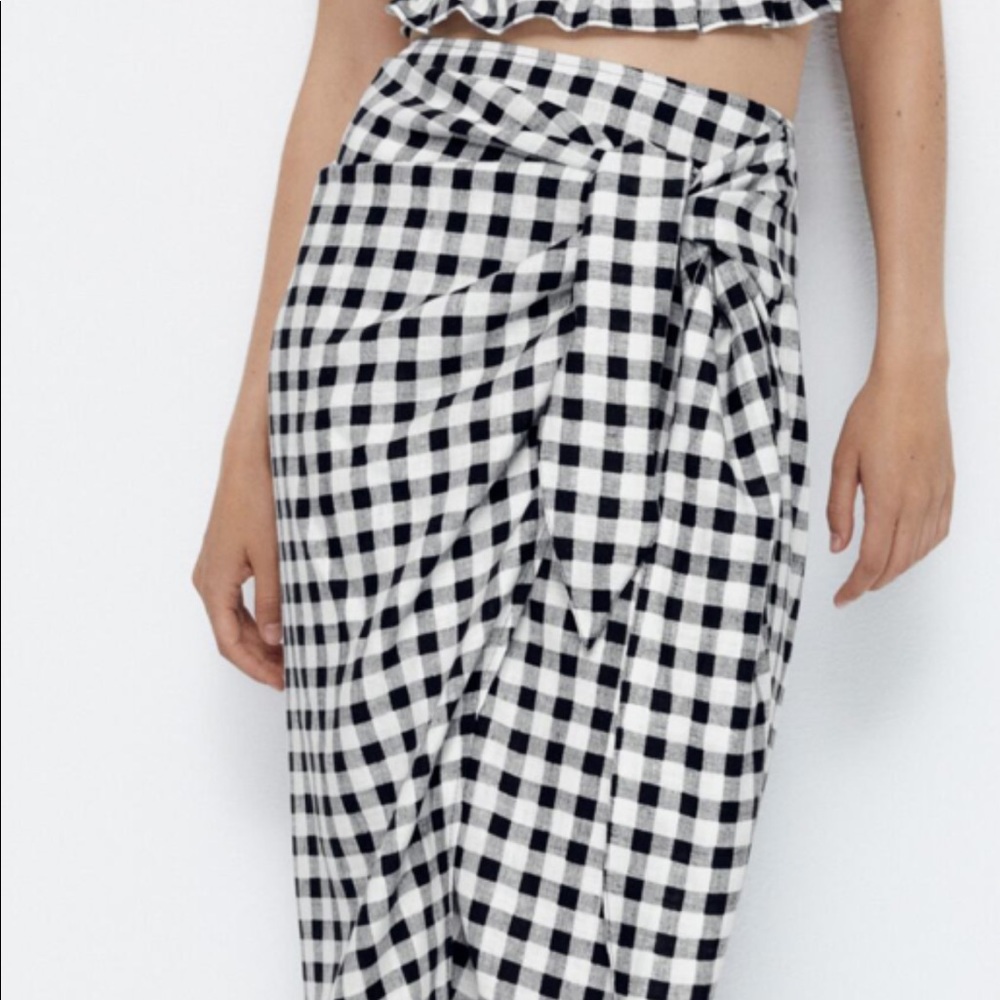 Zara gingham wrap skirt